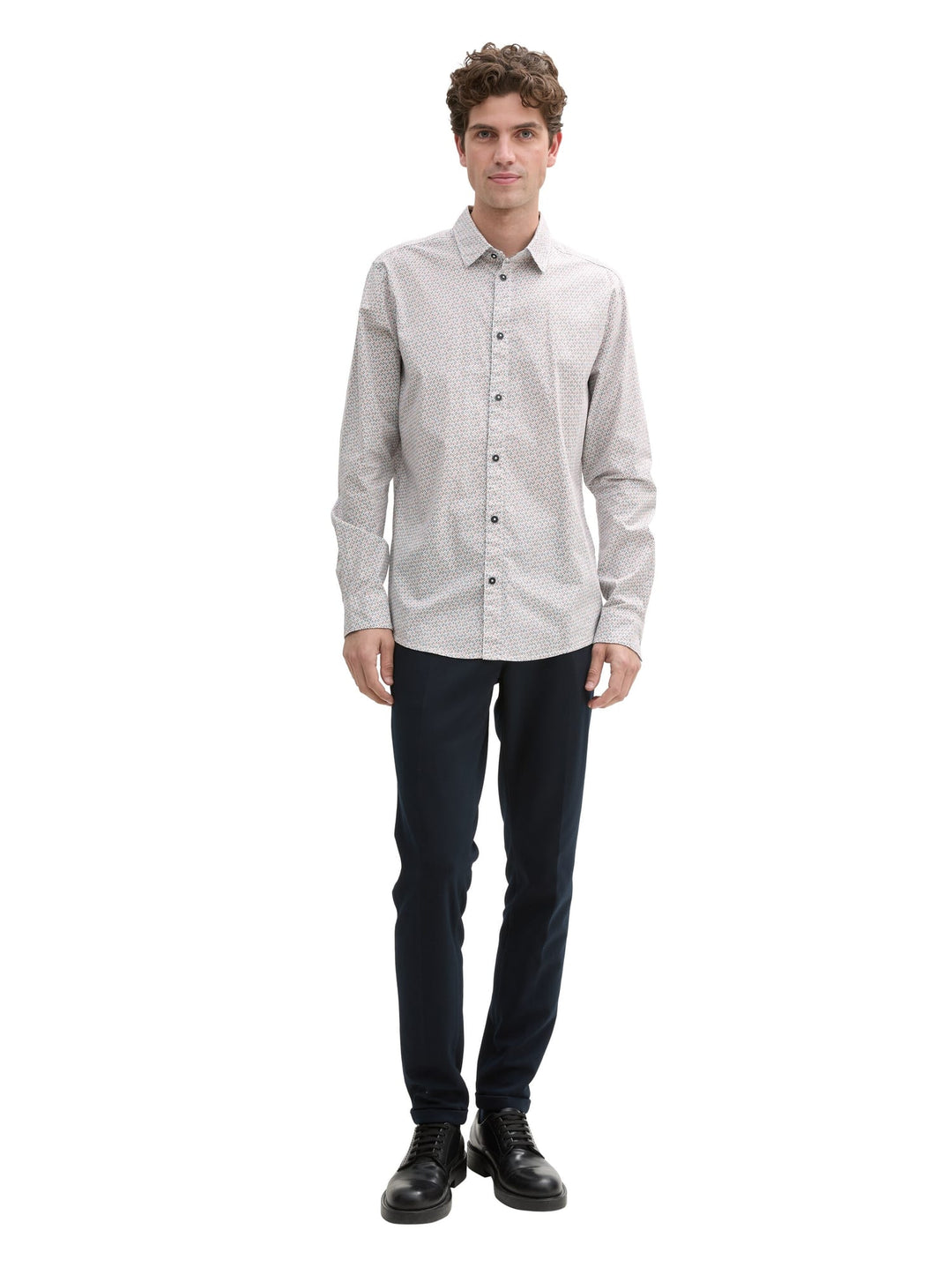 Tom Tailor 1045935 overhemd l/m ecru dessin – heren