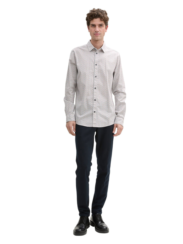 Tom Tailor 1045935 overhemd l/m ecru dessin – heren