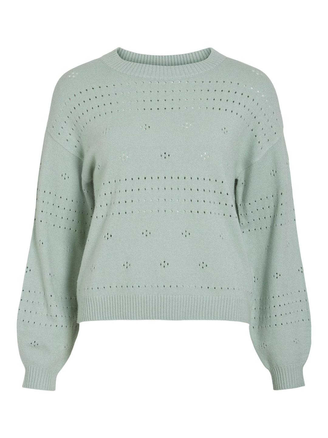 Vila VIRIL L/S O-NECK POINTELLE KNIT TOP – dames trui - Mint