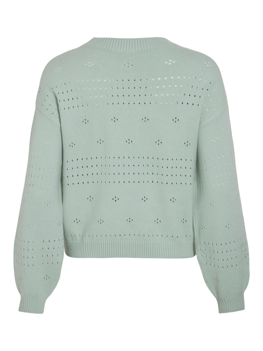 Vila VIRIL L/S O-NECK POINTELLE KNIT TOP – dames trui - Mint