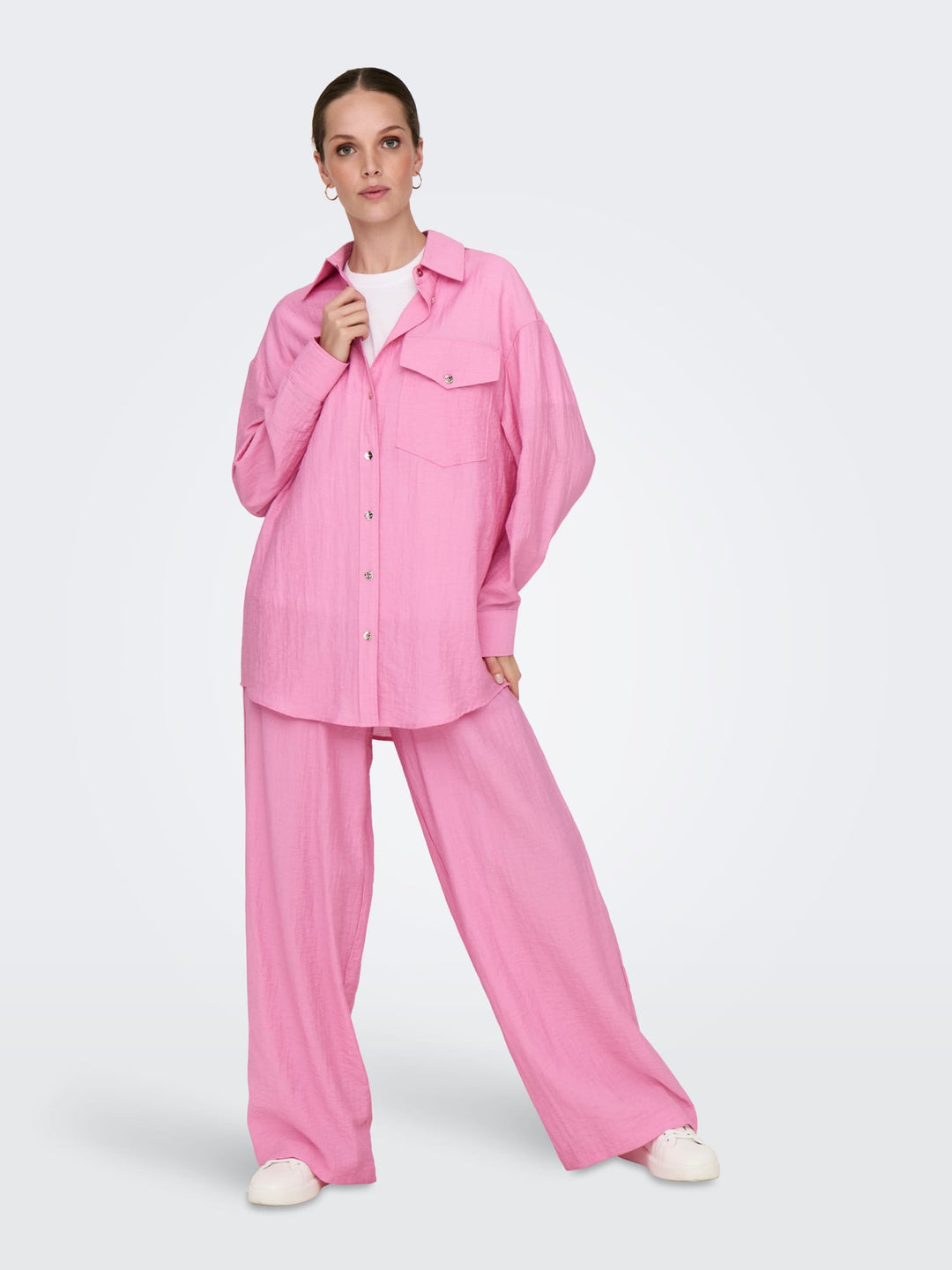 Only ONLTANIA LIFE LS SHIRT WVN roze – dames blouse