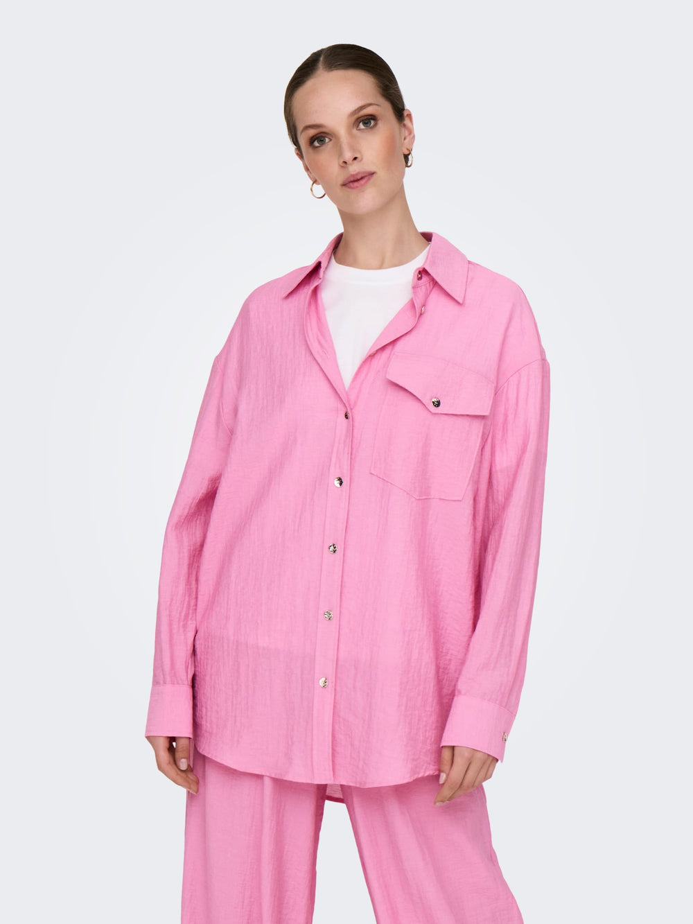 Only ONLTANIA LIFE LS SHIRT WVN roze – dames blouse
