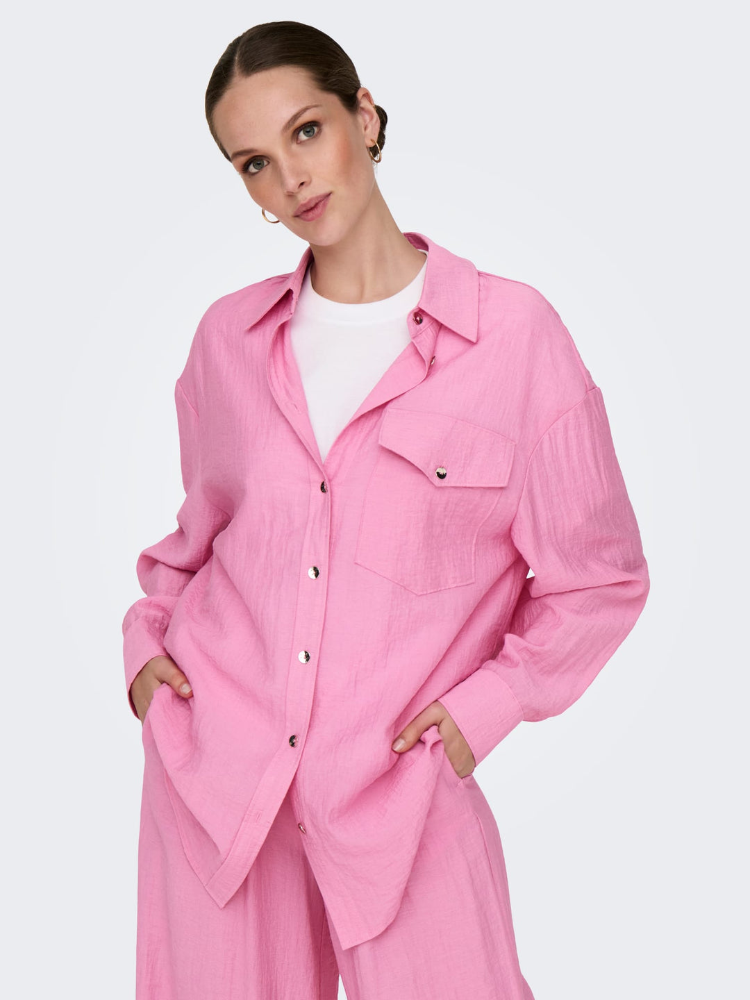 Only ONLTANIA LIFE LS SHIRT WVN roze – dames blouse