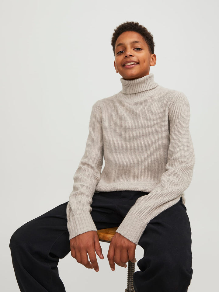 Jack & Jones JORKYLE KNIT ROLL NECK JNR - jongens trui taupe