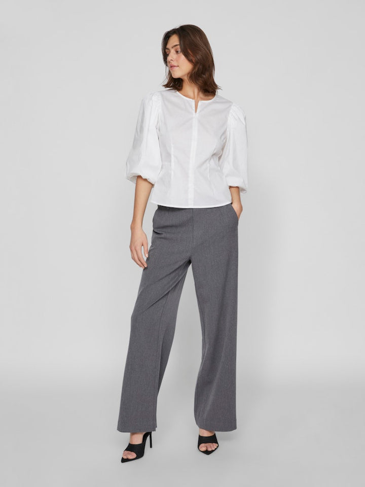 Vila VIVARONE HW WIDE PANT grijs – dames lange broek