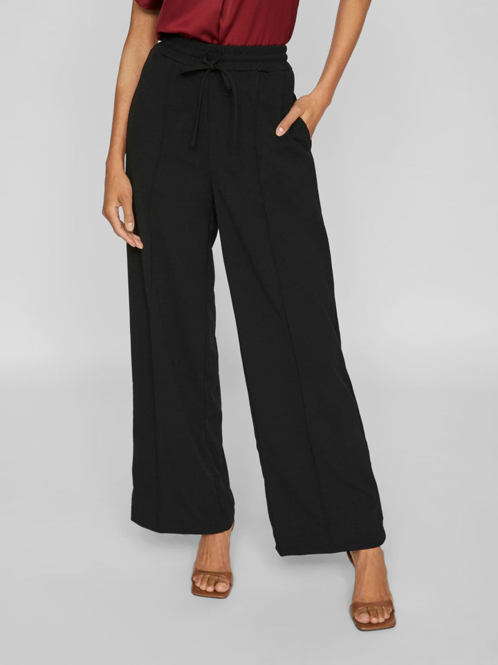 Vila VICLUA HW WIDE PANTS zwart – dames lange broek