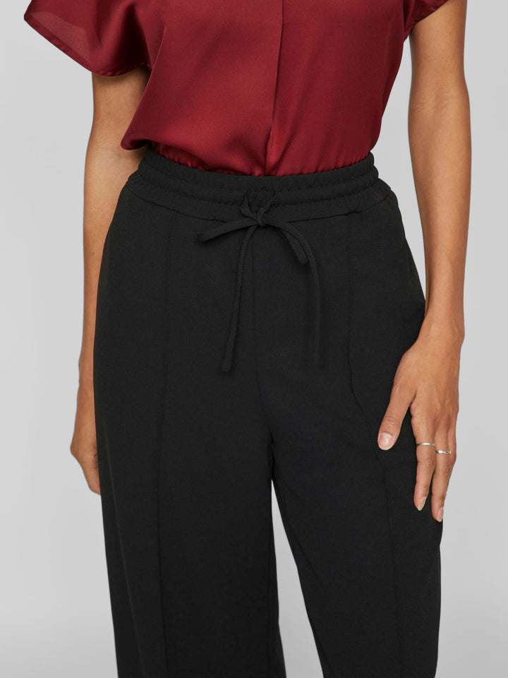 Vila VICLUA HW WIDE PANTS zwart – dames lange broek