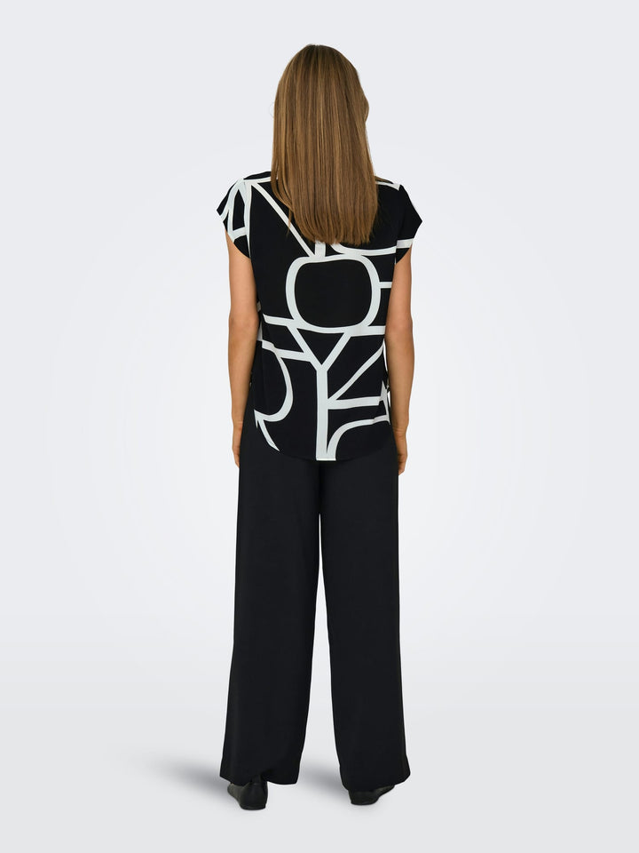 Only Vic blouse zwart dessin – dames top