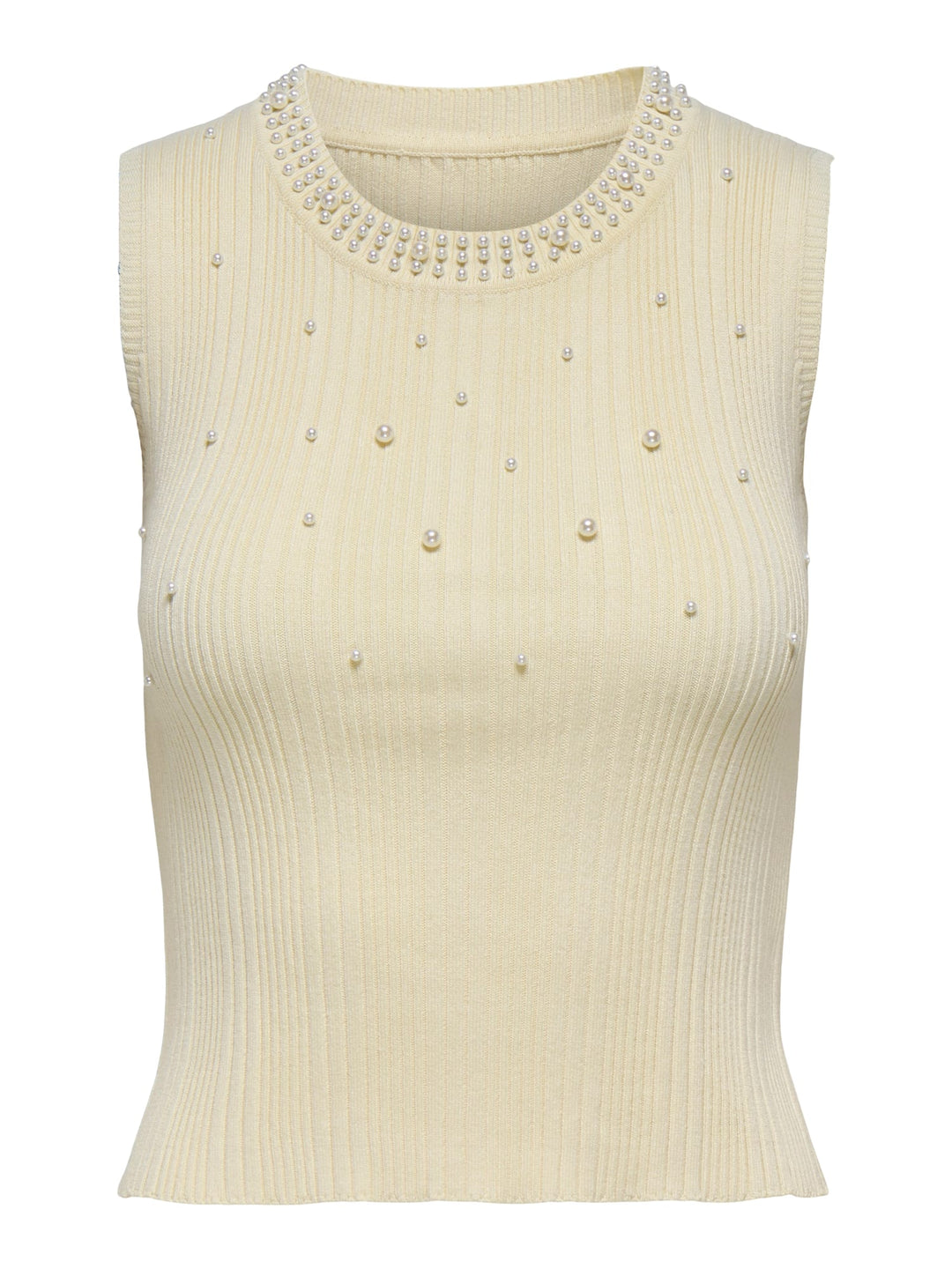 Only ONLMEG SL PEARL O-NECK EX KNT – dames singlet ecru