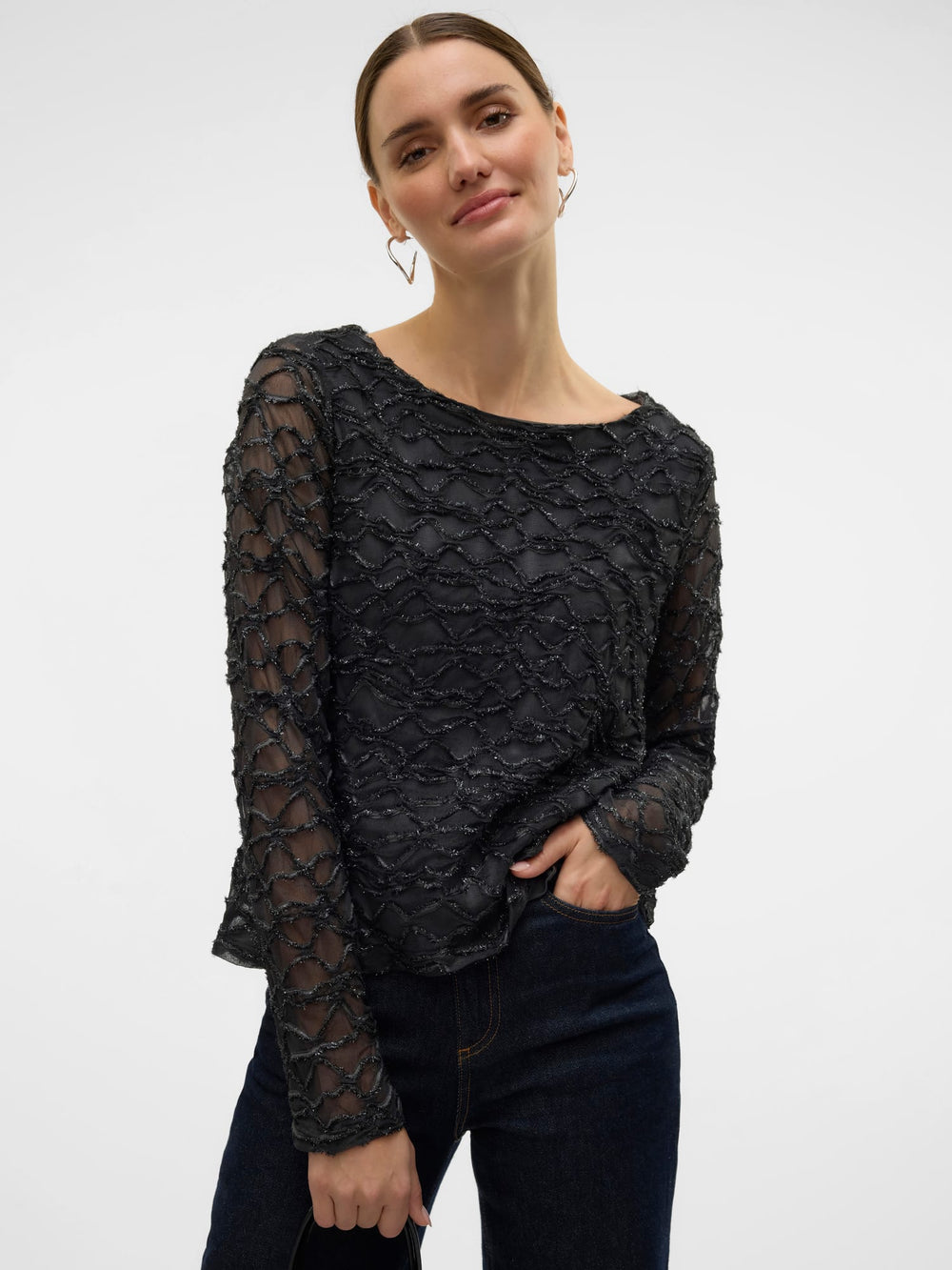 VERO MODA Elga top antraciet – dames