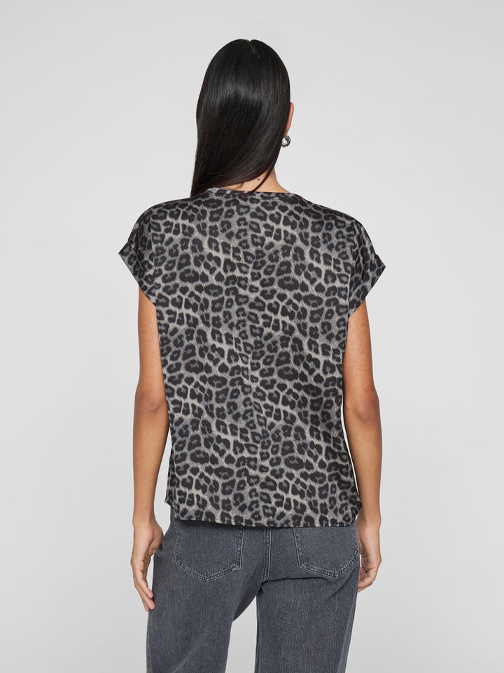 Vila 14109246 ellette t-shirt k/m dames grijs dessin