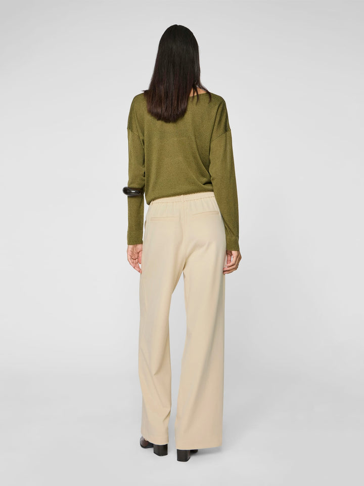 Vila VIVARONE HW WIDE PANT zand – dames lange broek