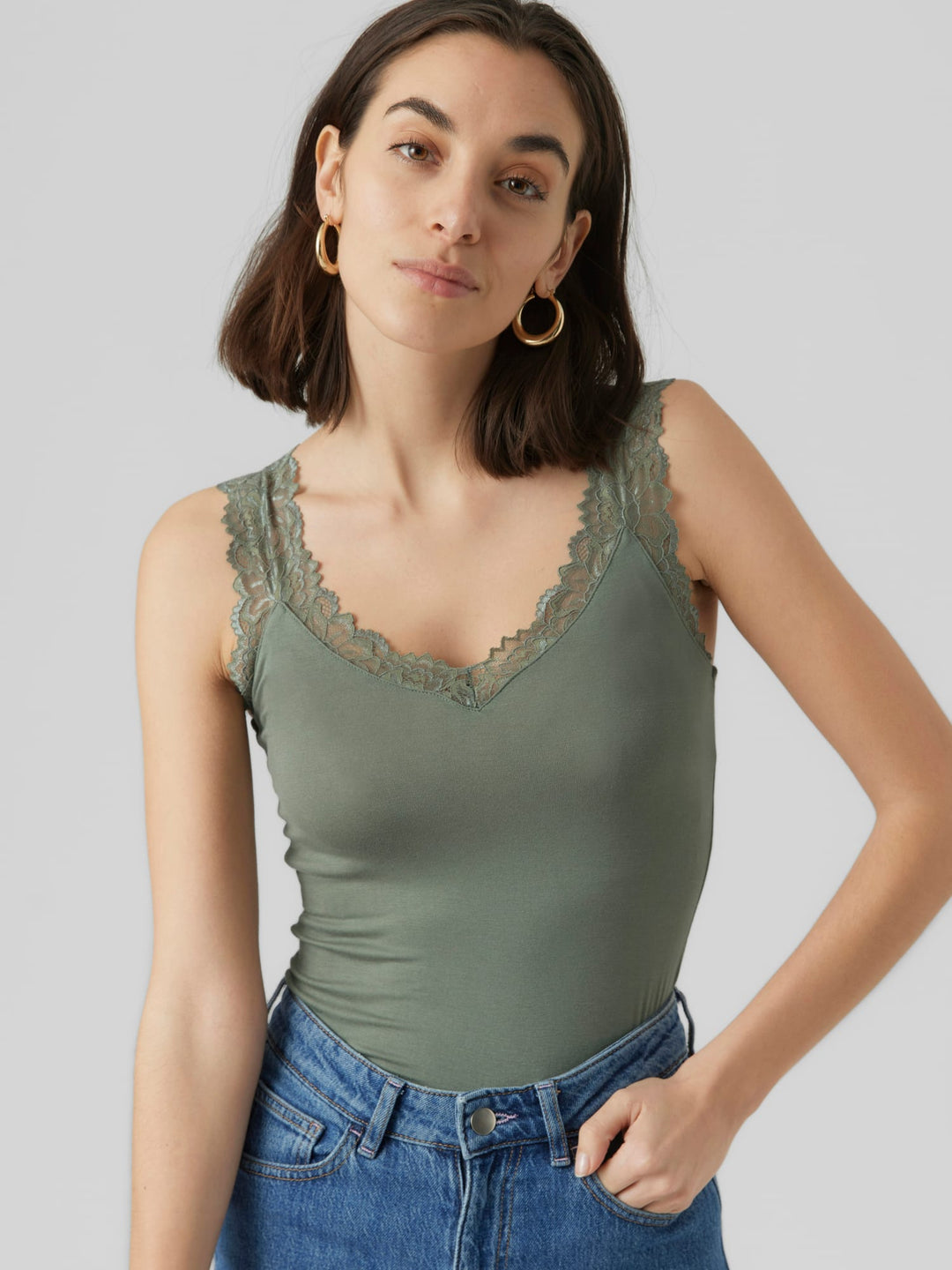 VERO MODA VMROSA SL TOP donkergroen – dames singlet