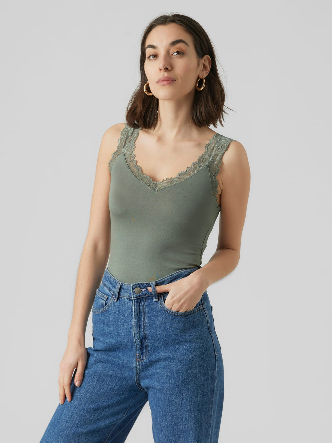 VERO MODA VMROSA SL TOP donkergroen – dames singlet