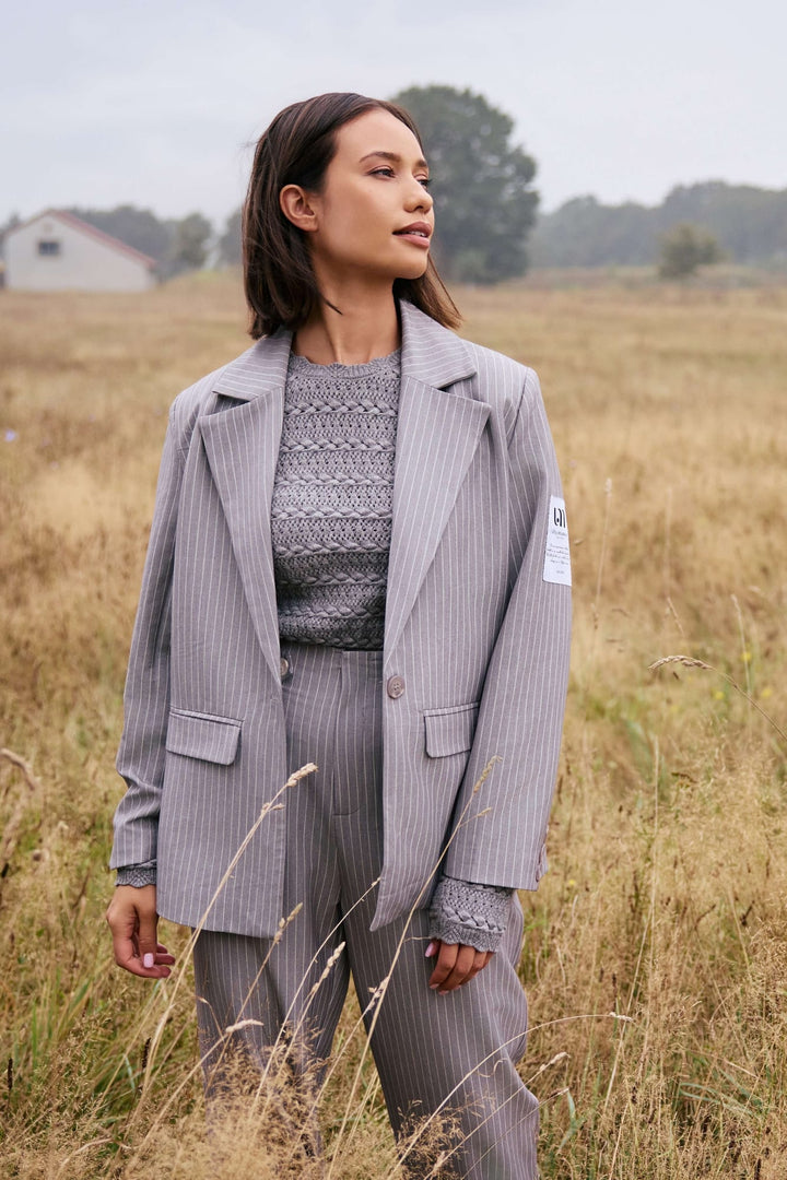 Lofty Manner PK44 Blazer Liset – dames blazer grijs dessin