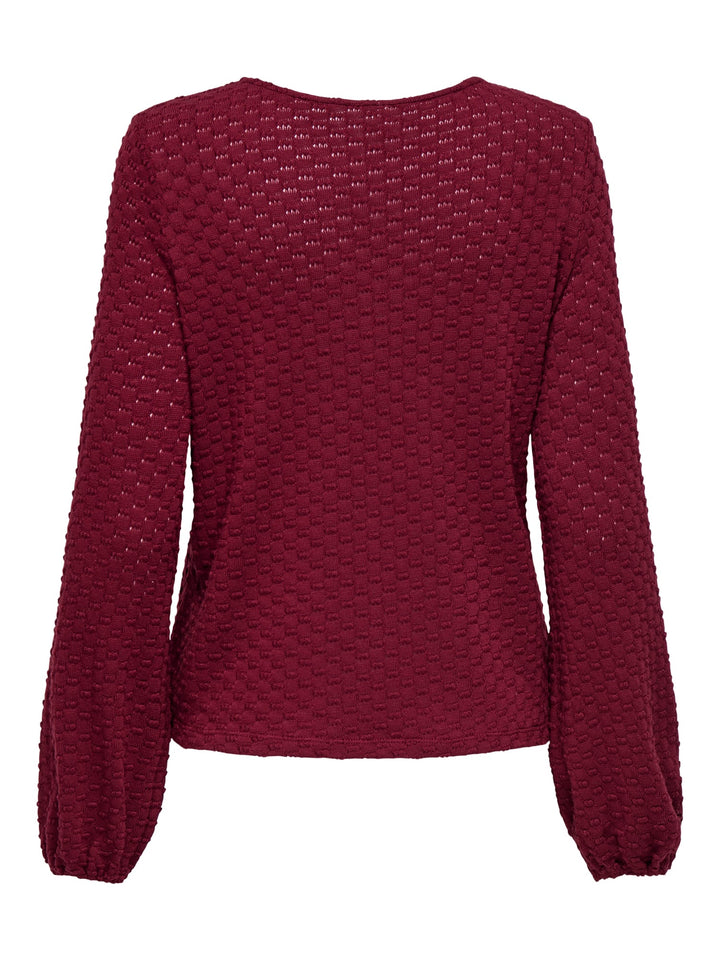 Only 15356111 Belle t-shirt l/m dames – wijnrood