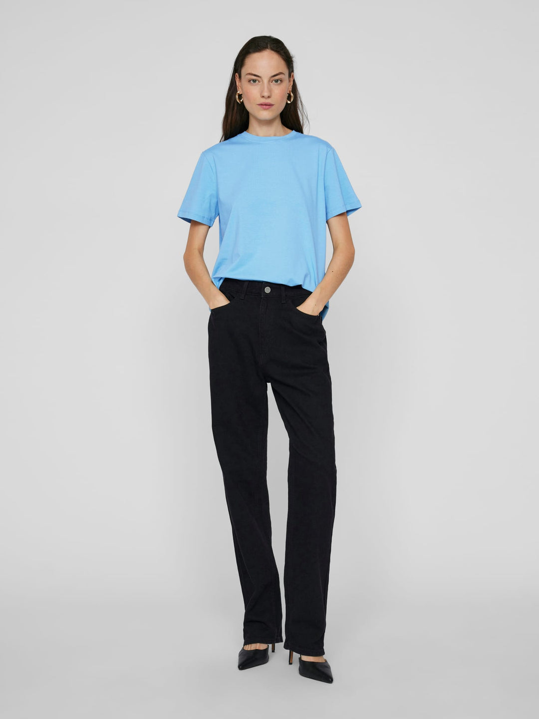 Vila VINORA S/S T-shirt lichtblauw – dames