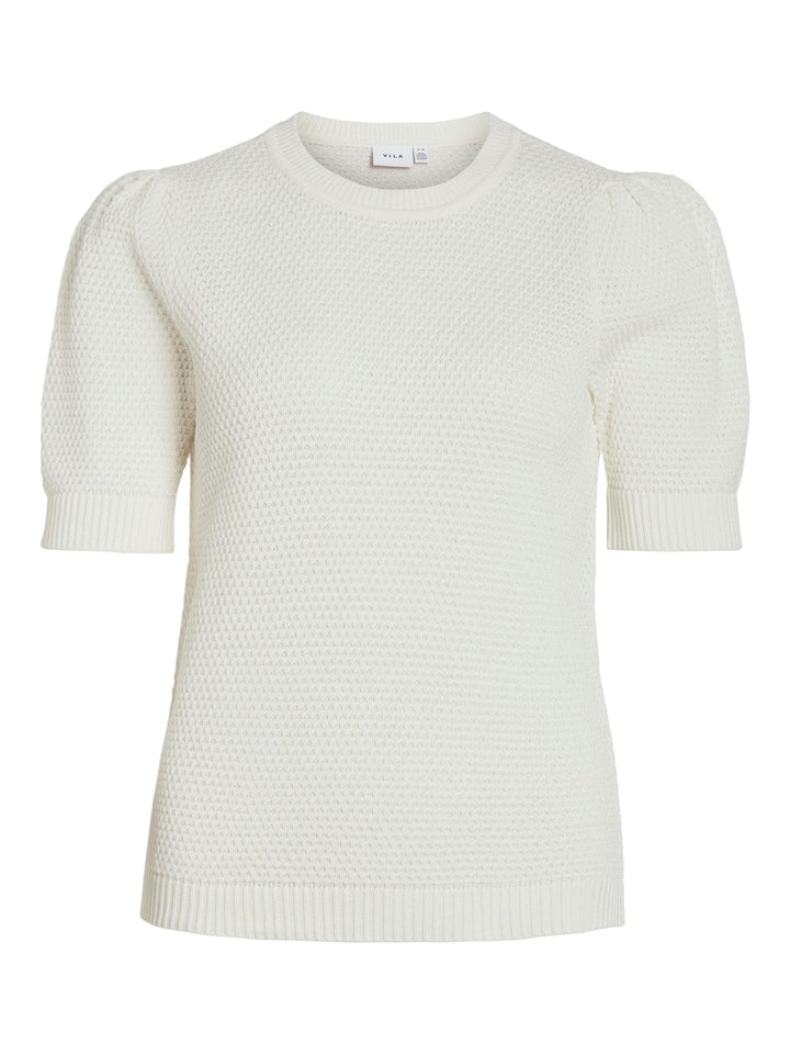 Vila VIDALO O-NECK S/S KNIT TOP – dames top - Off-white