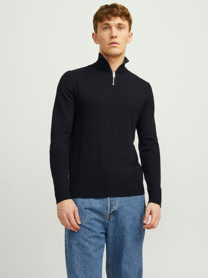 Jack & Jones JJEEMIL KNIT HALF ZIP NOOS trui heren zwart