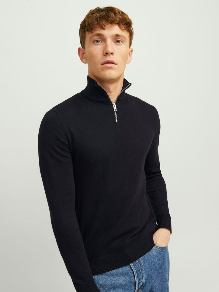 Jack & Jones JJEEMIL KNIT HALF ZIP NOOS trui heren zwart