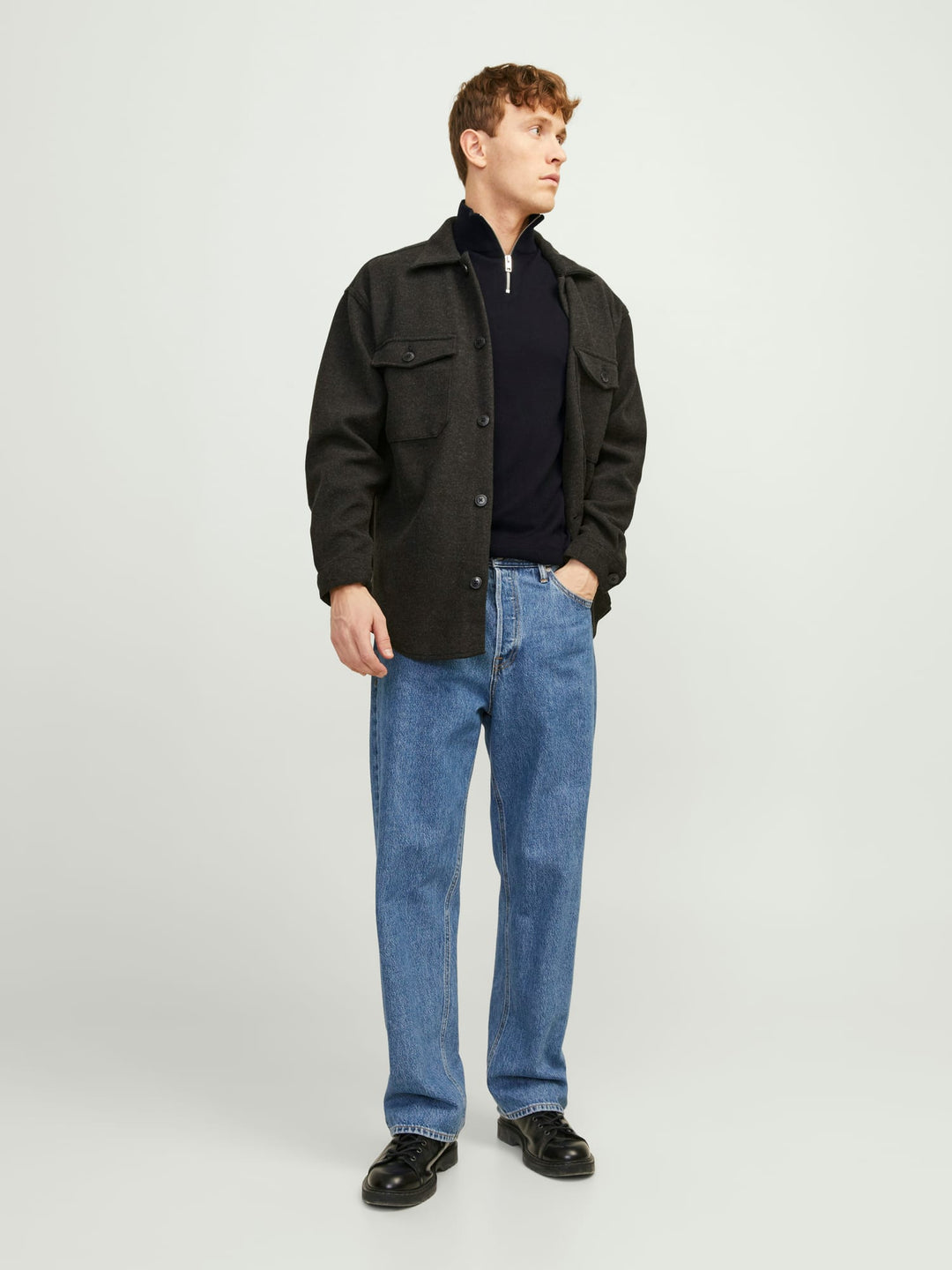 Jack & Jones JJEEMIL KNIT HALF ZIP NOOS trui heren zwart