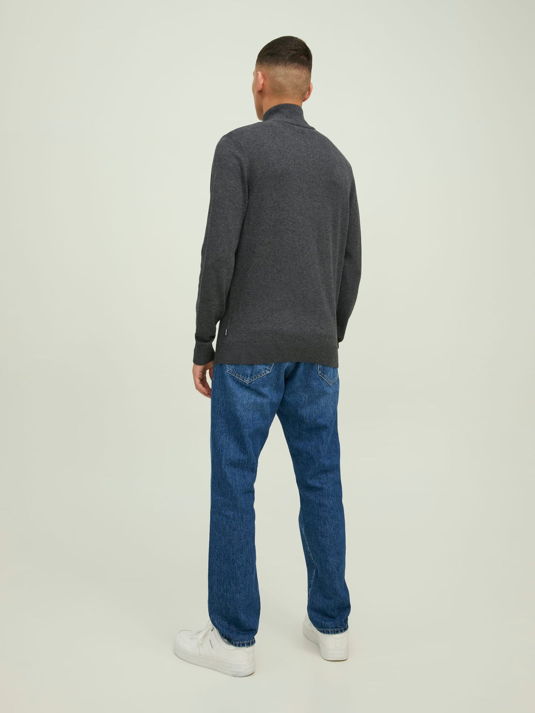 Jack & Jones JJEEMIL KNIT HALF ZIP NOOS trui heren antraciet