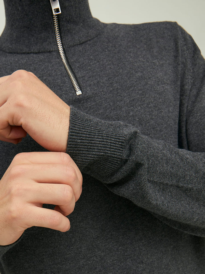 Jack & Jones JJEEMIL KNIT HALF ZIP NOOS trui heren antraciet