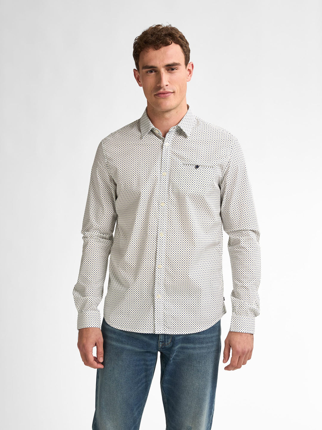Petrol men M-1050-SIL405 overhemd l/m – heren - Wit Dessin