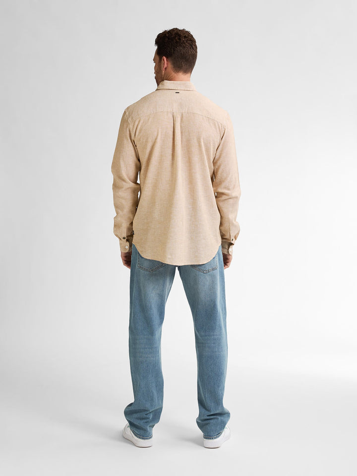 Petrol men M-1050-SIL401 overhemd l/m zand dessin – heren
