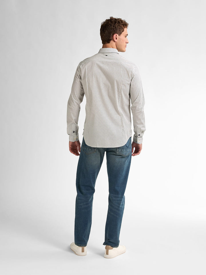 Petrol men M-1050-SIL405 overhemd l/m – heren - Wit Dessin