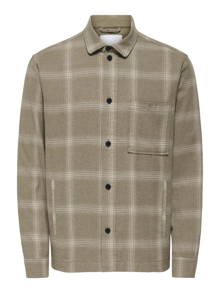 ONLY & SONS Aiden overhemd l/m bruin dessin – heren