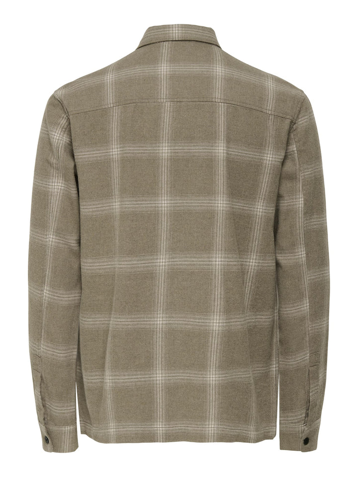 ONLY & SONS Aiden overhemd l/m bruin dessin – heren