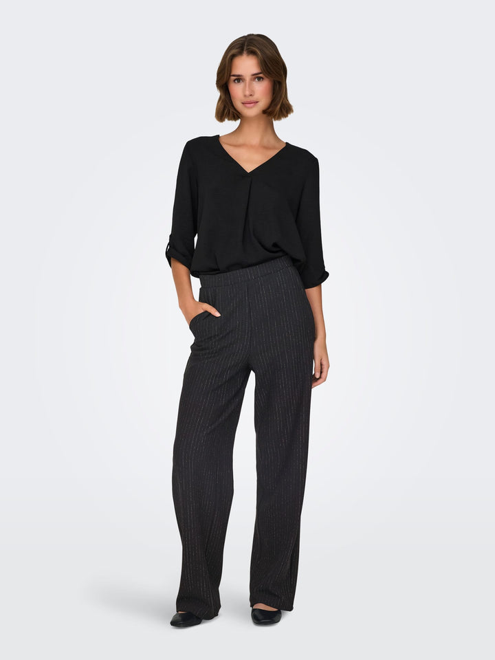 Jacqueline de Yong JDYMARY GEGGO ONE LUREX PANT – dames lange broek - Zwart Dessin