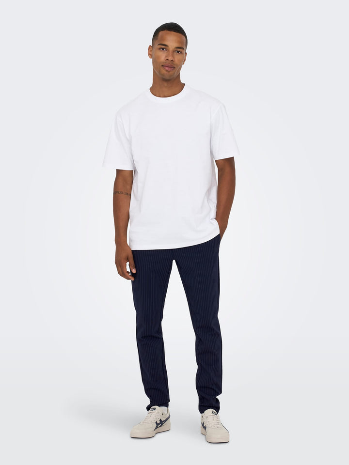 ONLY & SONS ONSMARK SLIM PANT STRIPE GW 3727 – heren - Blauw Dessin - L32