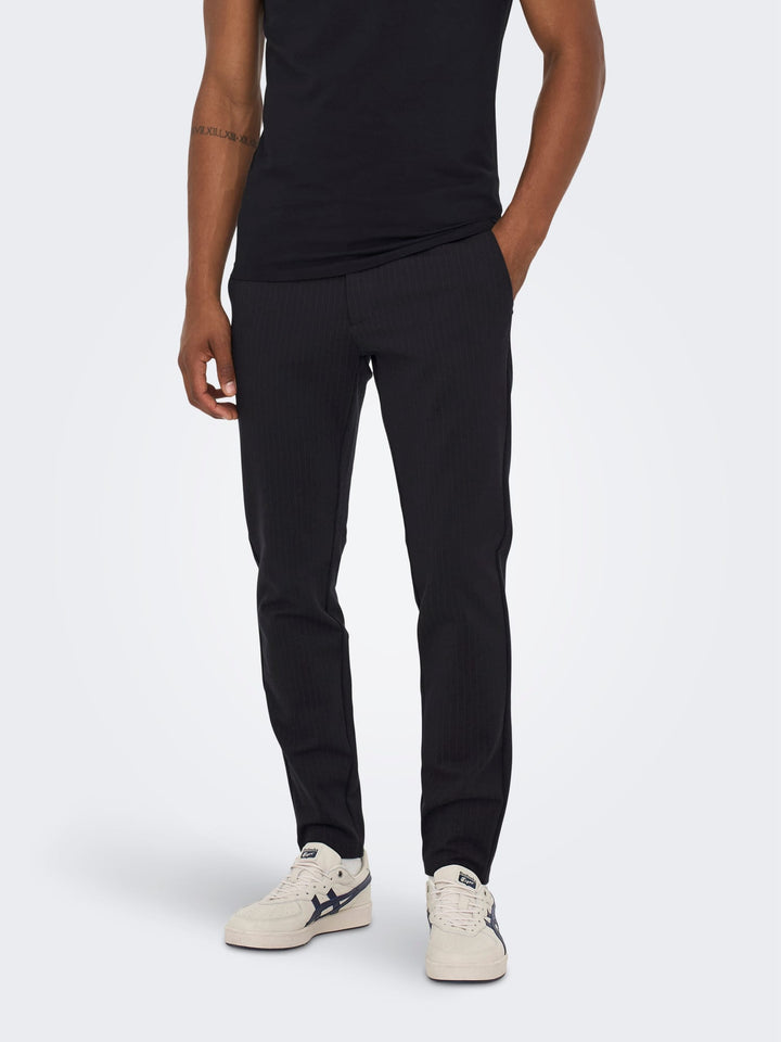 ONLY & SONS ONSmark Chinobroek zwart dessin – heren - L32