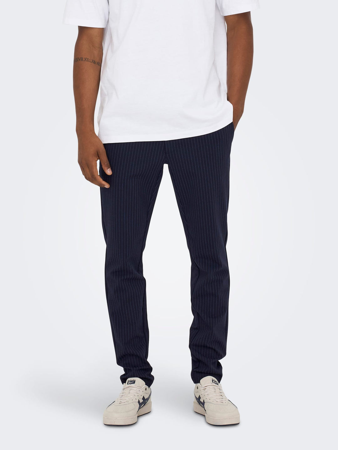 ONLY & SONS ONSMARK SLIM PANT STRIPE GW 3727 – heren - Blauw Dessin - L32