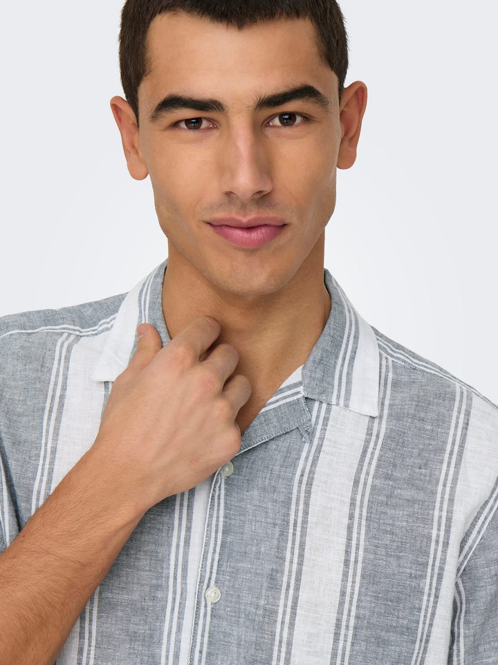 ONLY & SONS Caiden overhemd k/m grijs dessin – heren