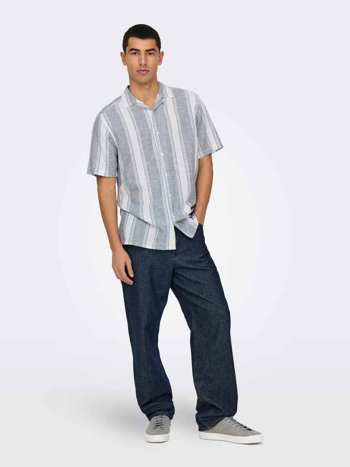 ONLY & SONS Caiden overhemd k/m grijs dessin – heren