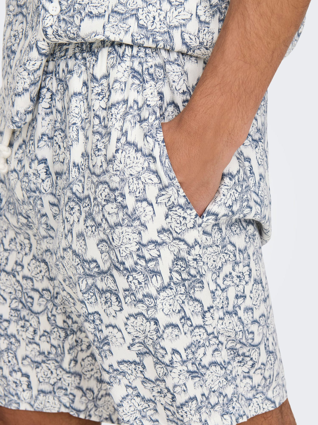 ONLY & SONS ONSTEL DASH LIFE REG AOP SHORTS – heren - Wit Dessin