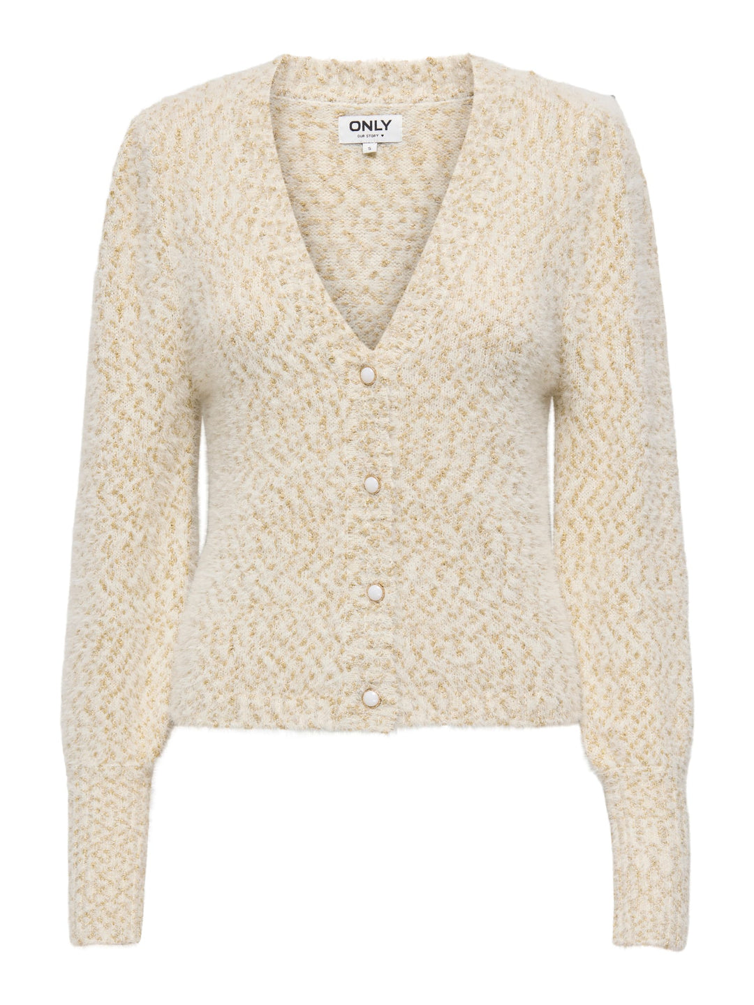 Only 15259423 rosette vest gebreid dames – ecru dessin
