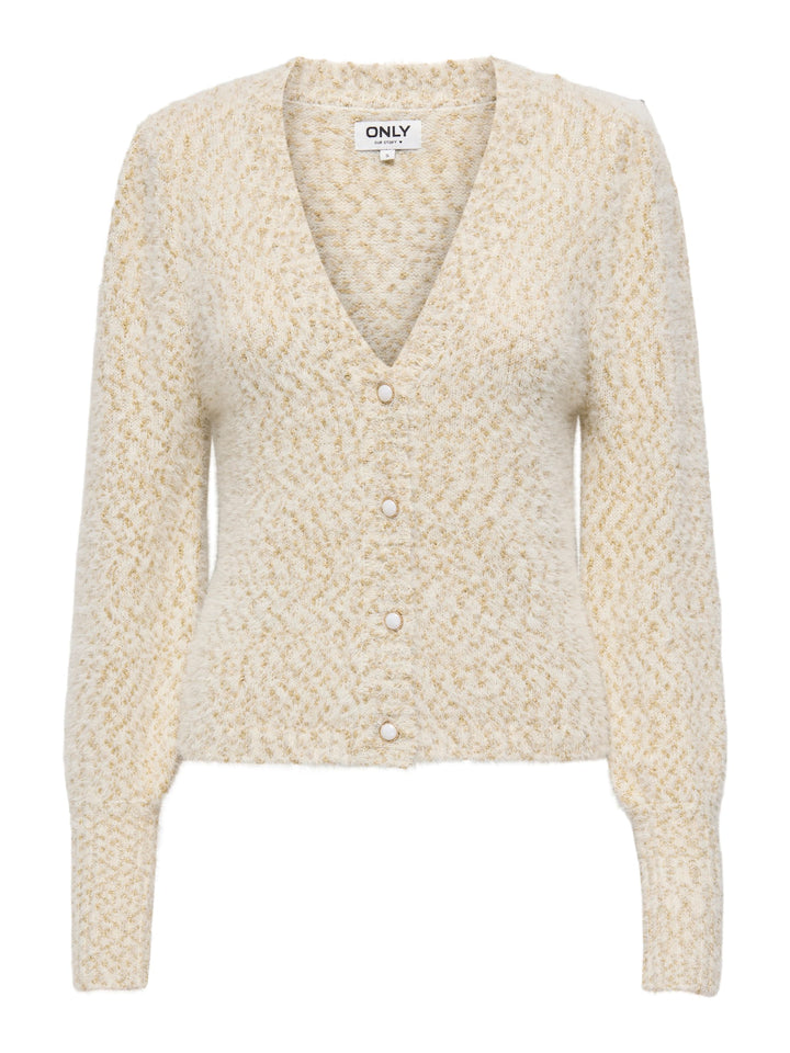Only 15259423 rosette vest gebreid dames – ecru dessin