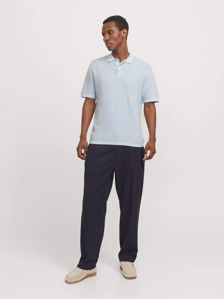 Jack & Jones JJEGEORGE KNIT POLO SS SN – heren - Lichtblauw