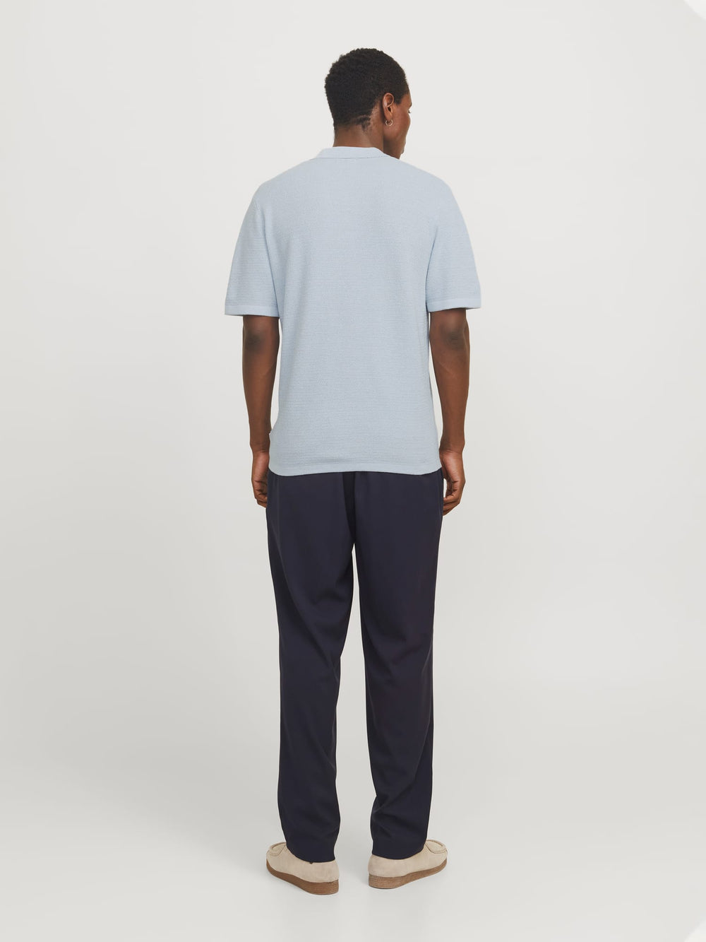 Jack & Jones JJEGEORGE KNIT POLO SS SN – heren - Lichtblauw
