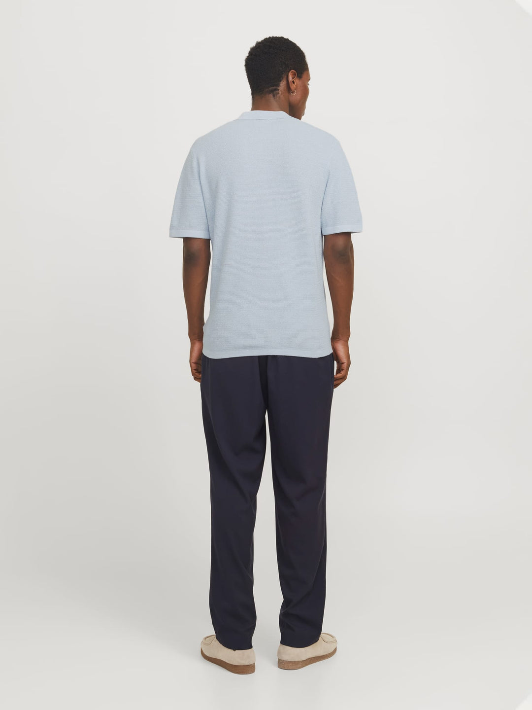 Jack & Jones JJEGEORGE KNIT POLO SS SN – heren - Lichtblauw
