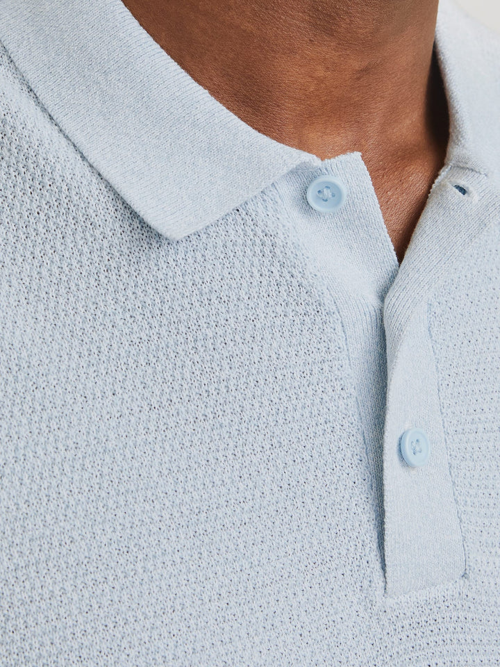 Jack & Jones JJEGEORGE KNIT POLO SS SN – heren - Lichtblauw