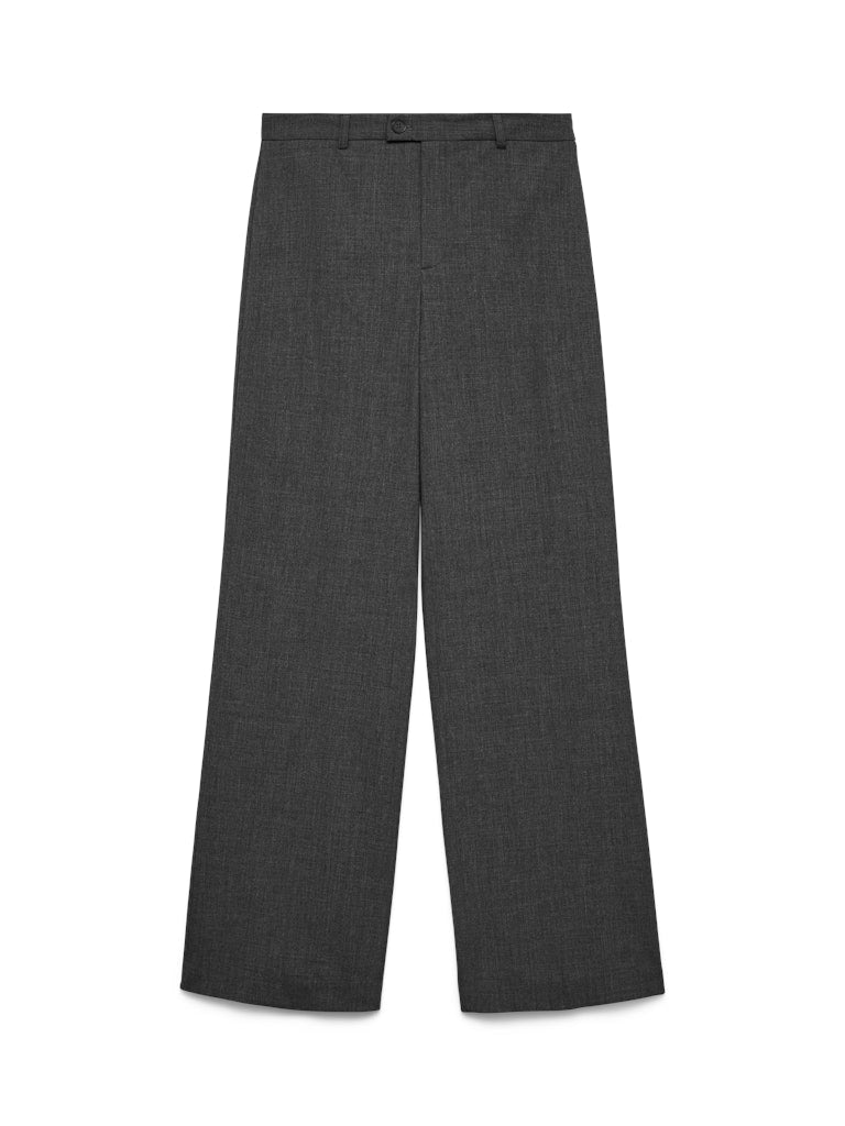 VERO MODA VMTEXAS MW STRAIGHT PANT – dames lange broek - Grijs Melee - L34