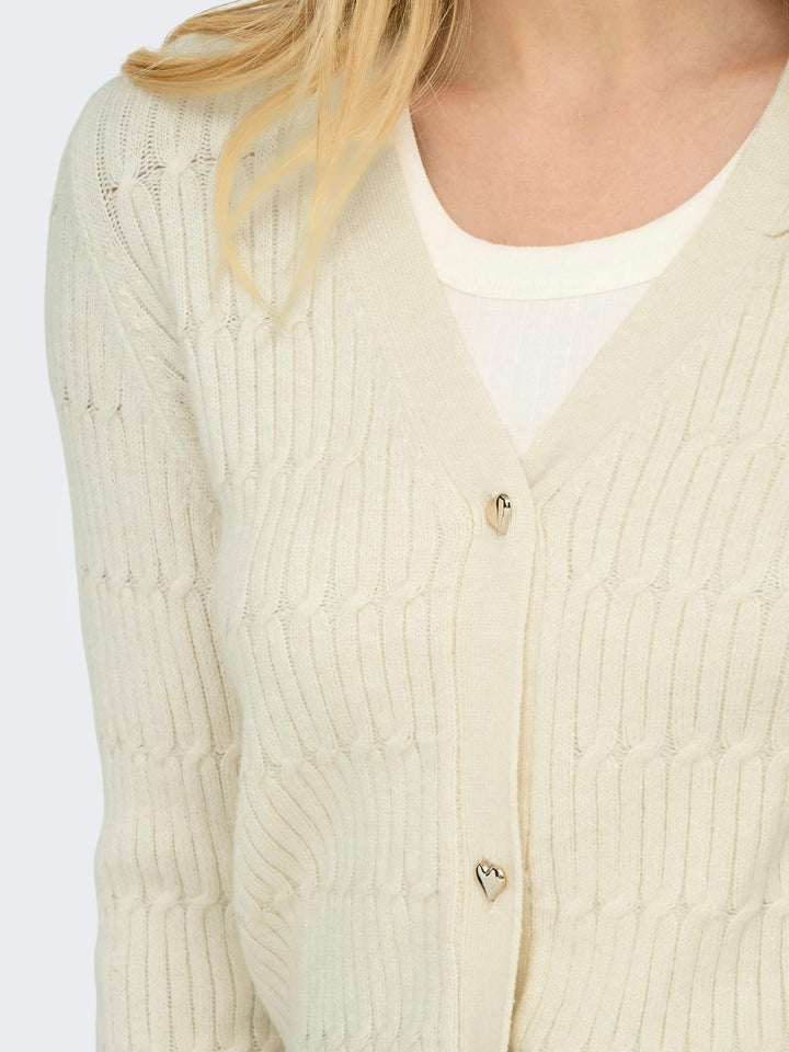 Only ONLKATIA LS VNECK CARDI KNT NOOS – dames vest lichtgrijs