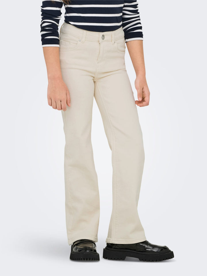 Only KOGJUICY WIDE LEG DNM CRO NOOS – lange broek meisjes - Ecru