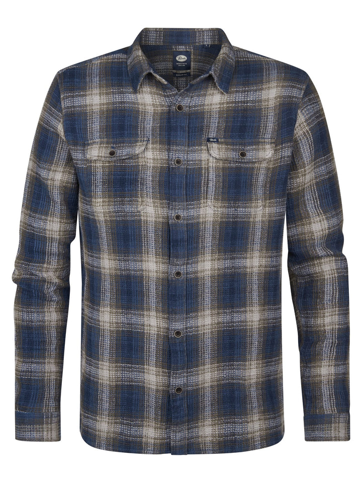 Petrol men M-3050-SIL422 overhemd l/m – heren - Blauw Dessin