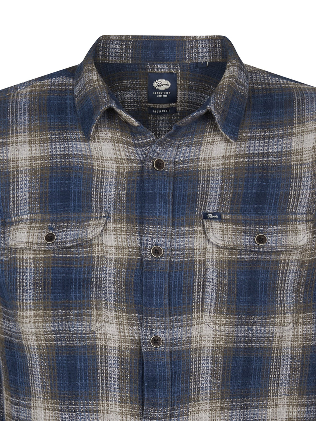 Petrol men M-3050-SIL422 overhemd l/m – heren - Blauw Dessin
